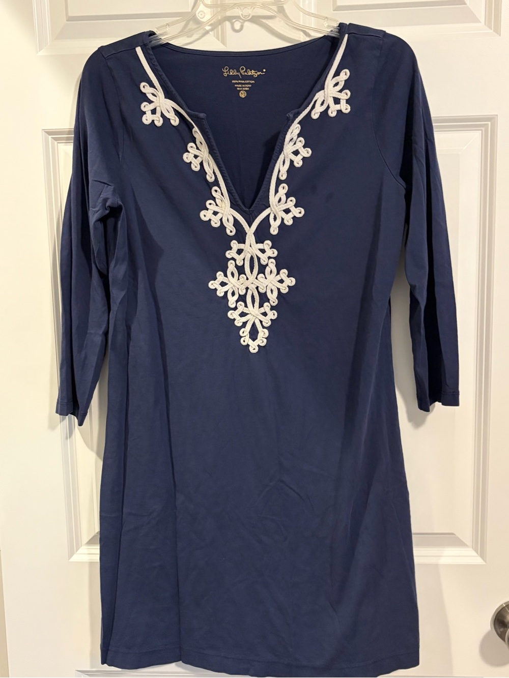 Lilly Pulitzer Navy Dress with White Embroidered Placket